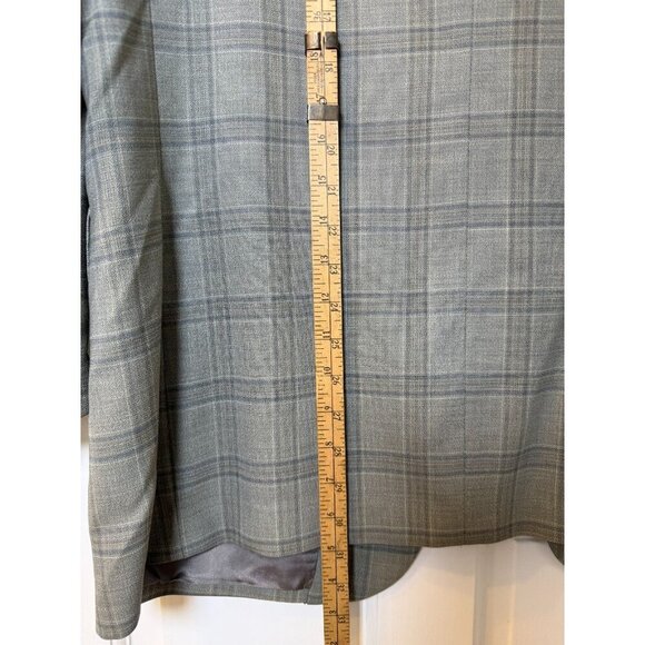 Paul Frederick Grey & Blue Plaid Men's Wool Sport Jacket Size 42R - Picture 7 of 12